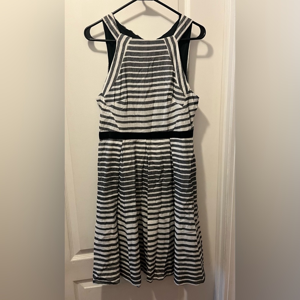 New Eva Franco Anthropologie Striped Dress with cutout back, Size 12